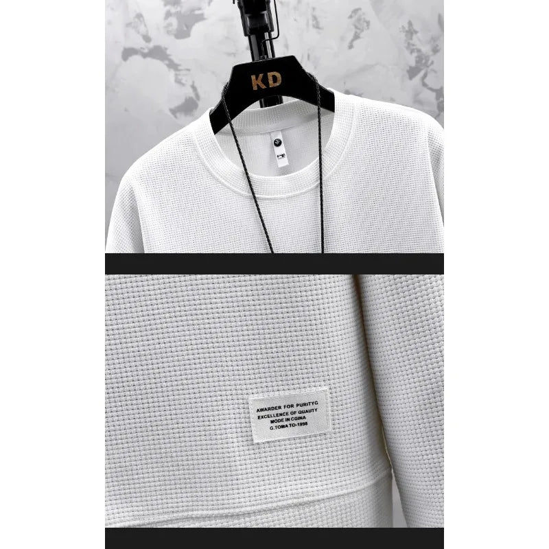 2024 Spring Autumn New Men's Two Piece Set Linen Fabric Casual Sweatshirt and Sweatpants Set Mens Sports Suit Fashion Tracksuit