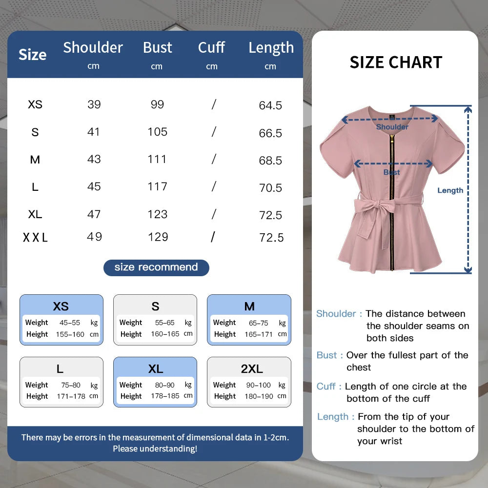 Fashion Korean Style Women Workwear Scrub Tops Medical Uniform Surgery Scrubs Shirt Short Sleeve Pet Shop Doctor Nurse Uniform