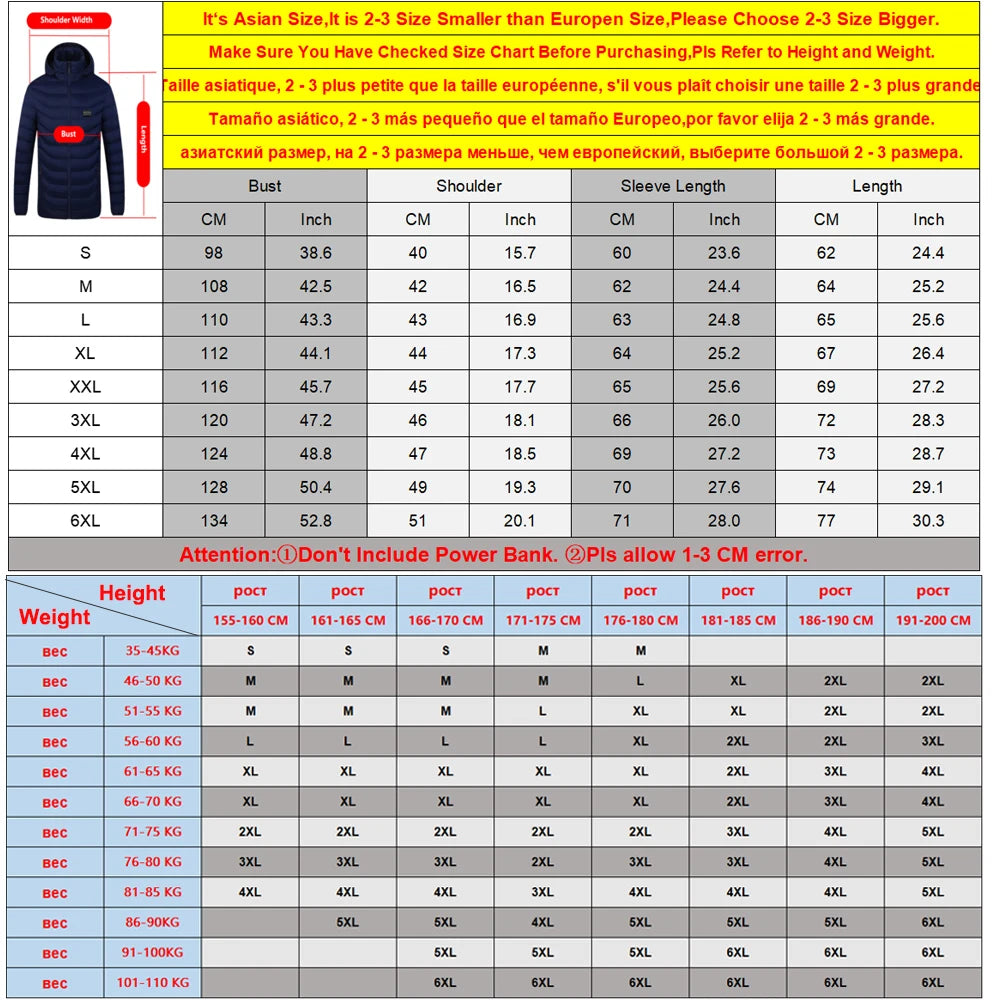 11 Areas Heated Jacket Mens Jacket Waterproof Heating Jacket Men Warm Winter Jackets For Men Parkas Coat Heated Vest Tactical