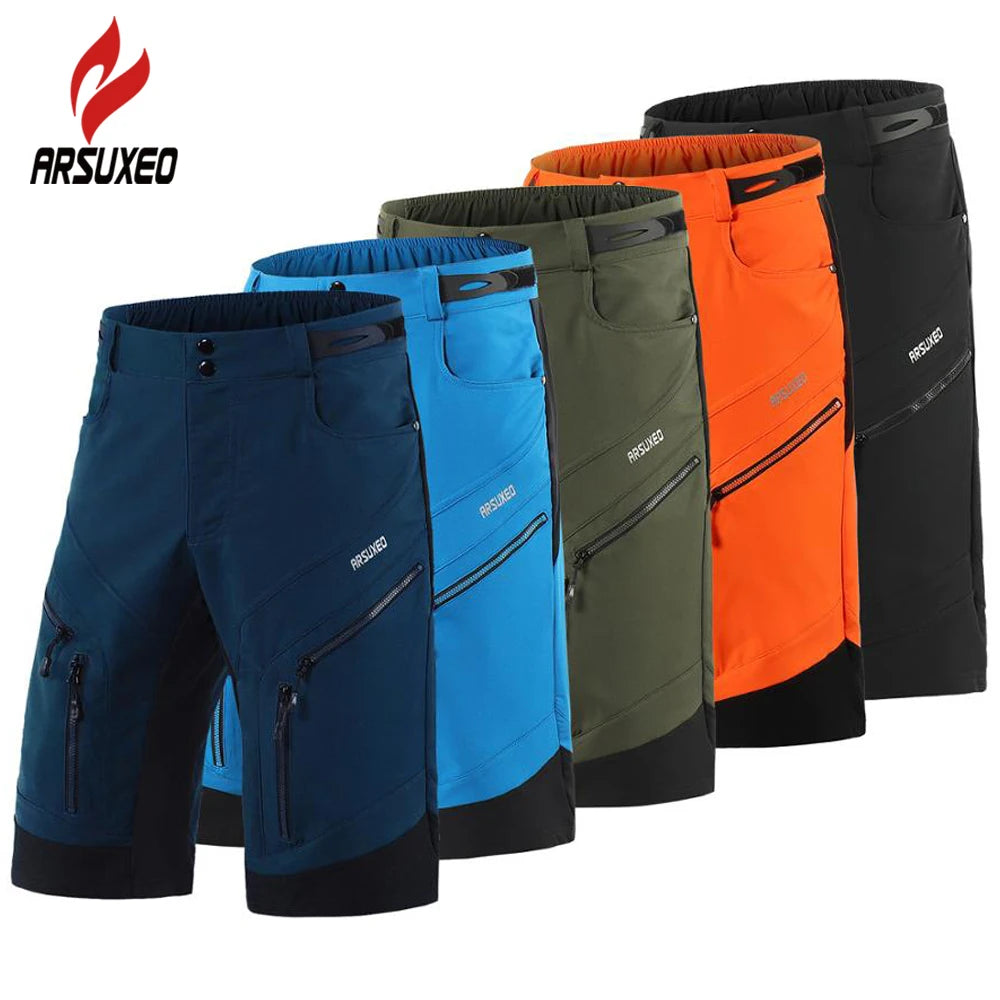 ARSUXEO Bicycles Mens Cycling Shorts Loose Fit Sports MTB Shorts Mountain Bike Downhill Bicycle Riding Triathlon Bike Shorts