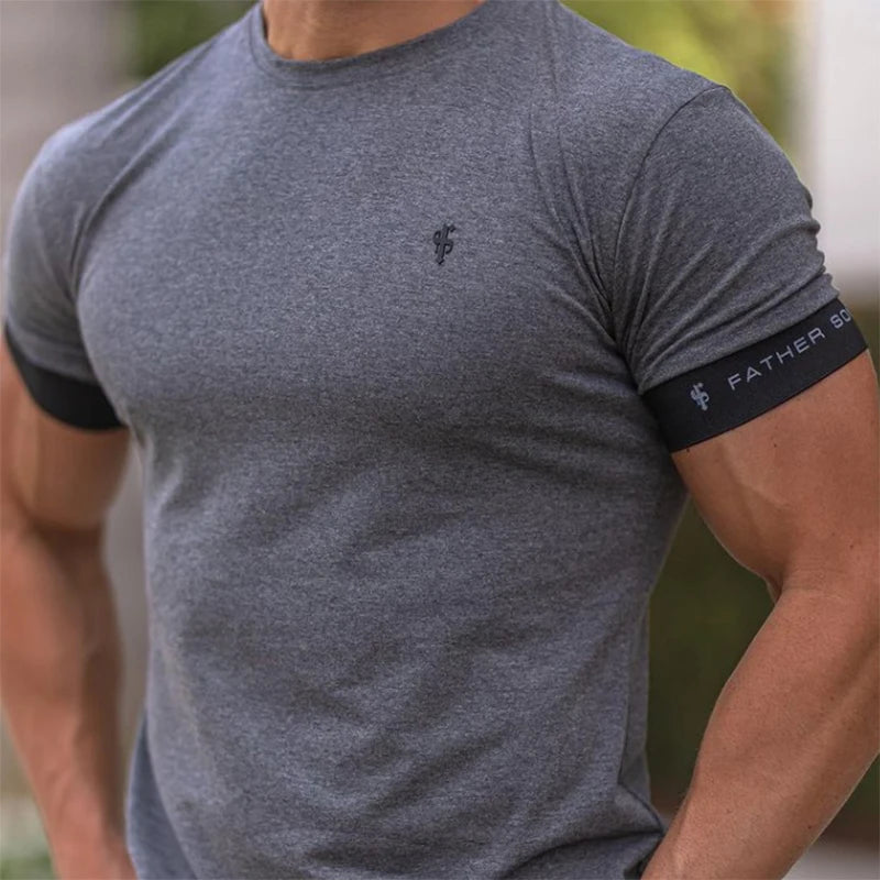 Running Shirt Men Short Sleeve Sport Workout Training Tshirt Tops Male Fitness Gym Shirt Men Male Sportswear Summer Mens T-shirt