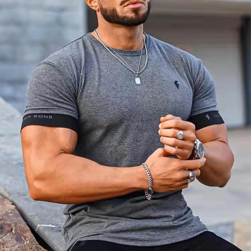 Running Shirt Men Short Sleeve Sport Workout Training Tshirt Tops Male Fitness Gym Shirt Men Male Sportswear Summer Mens T-shirt