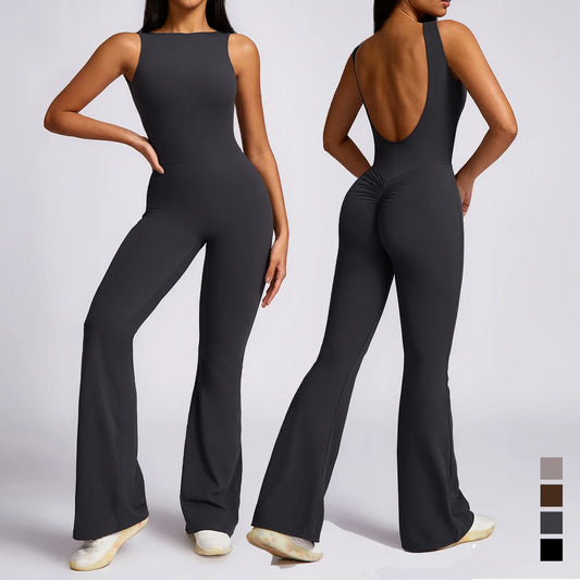 Yoga Jumpsuit Women Fitness Sports Overalls Gym Clothing Set Dancewear Pilates Workout Clothes Outfit Flared Trousers Activewear