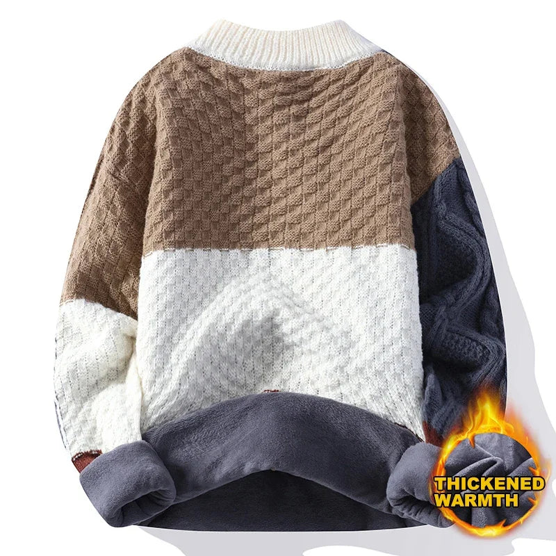 Winter 2023 New Half Turtleneck Sweater Teenagers Thickened Mid-collar Bottom Knit Sweaters Men's Loose Tide Mens Clothes