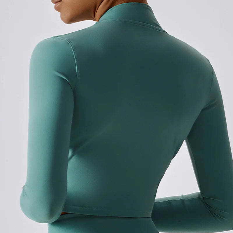 Woman Long Sleeve Zip Fitness Yoga Shirt Sports Jacket Thumb Hole Gym Top Workout Clothes For Women Activewear Running Coats