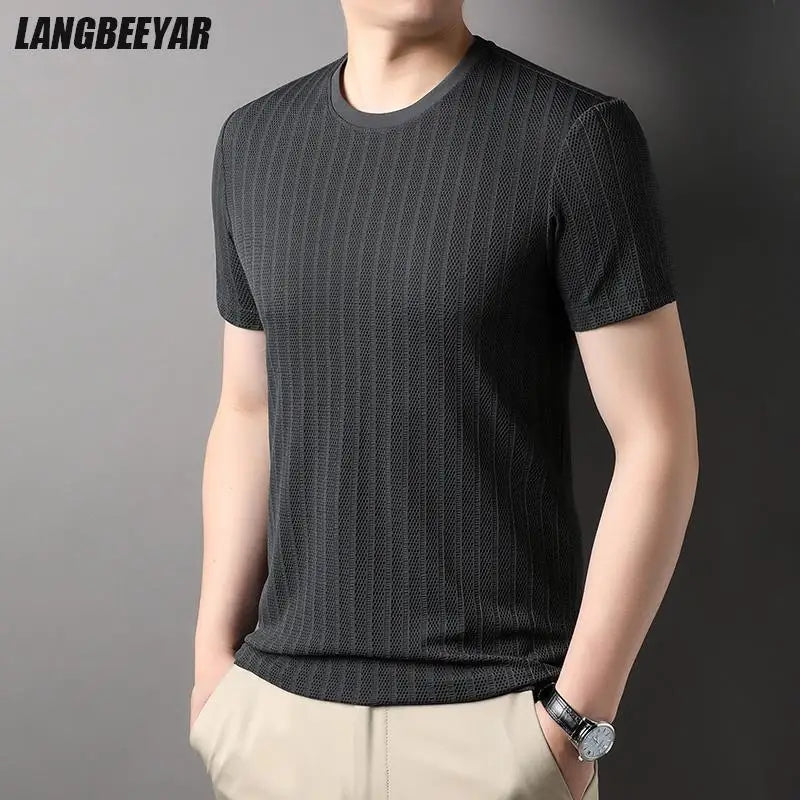 Top Grade Jacquard Nylon Spandex Designer New Brand Tops Mens Plain Summer t Shirt Short Sleeve Casual Fashion Mens Clothes