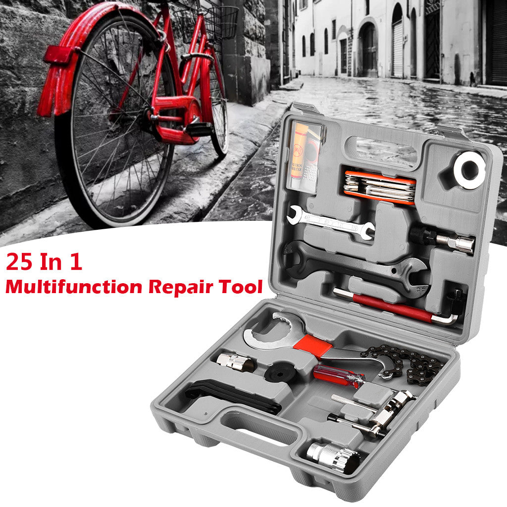 Universal Bicycle Home Mechanic 25pc Tool Kit Set Repair With A Case US Stock