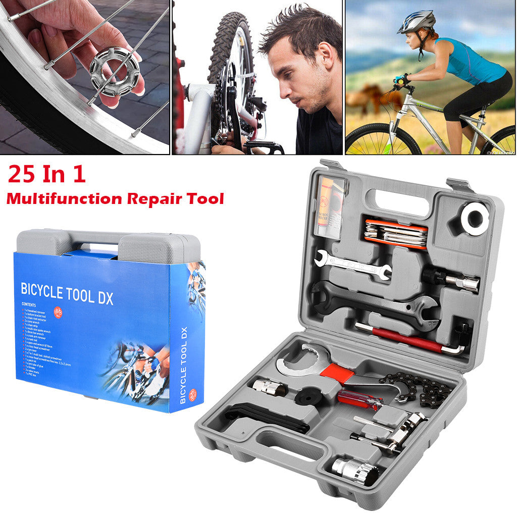 Universal Bicycle Home Mechanic 25pc Tool Kit Set Repair With A Case US Stock