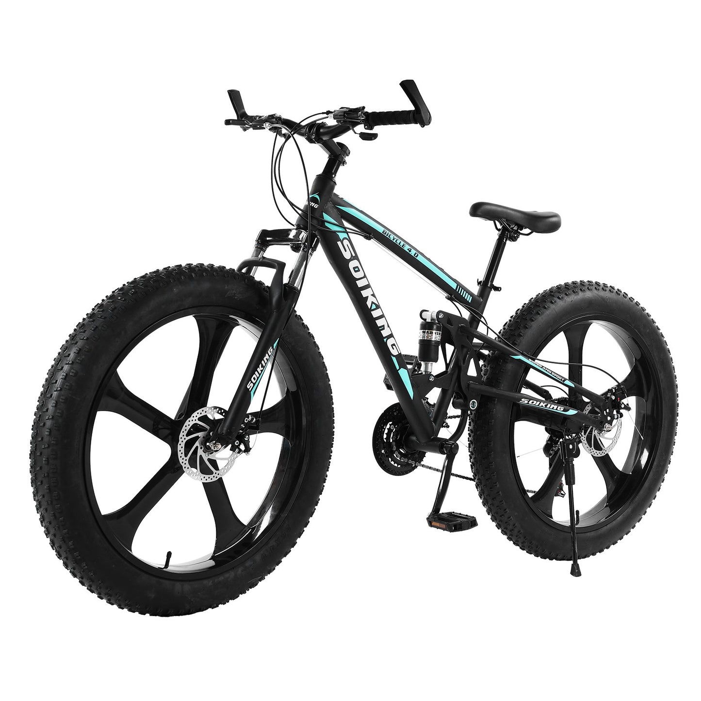 26-Inch 21-SpeedHigh-Carbon Steel Frame, Beach And Snow Fat Tire Mountain Bike
