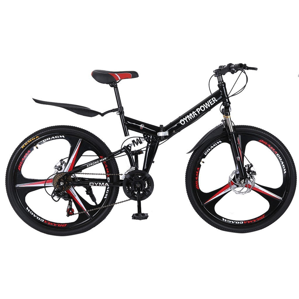 26in Folding Mountain Bike Shimanos 21 Speed Bicycle Full Suspension MTB Bikes